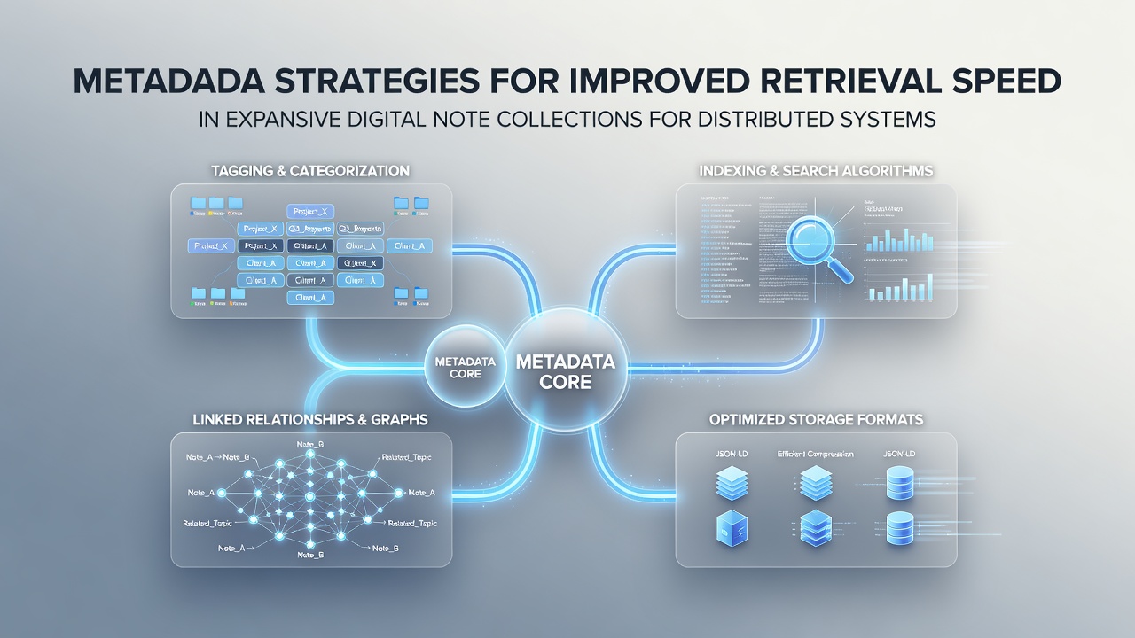 Distributed team collaborating on note retrieval using metadata tools